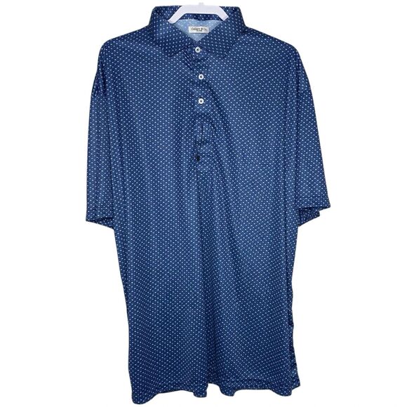 Collars & Co Polo Shirt Mens L Blue Los Cabos Star Golf Preppy Dress Collar NEW - Picture 2 of 8